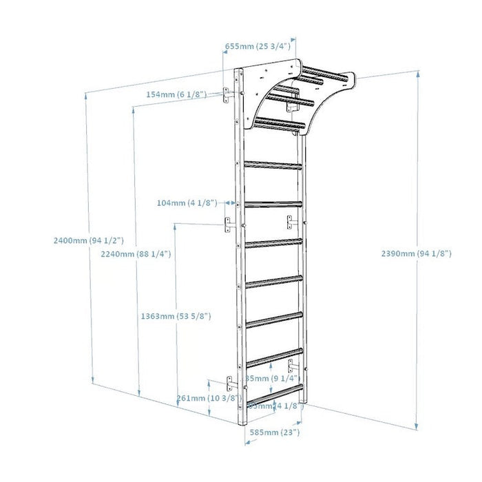 BenchK Series 7 711 Wall Bars With Wooden Pull Up Bar