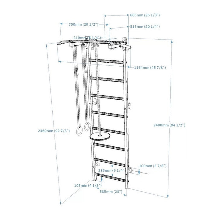 BenchK Series 7 721 + A076 Wall Bars With Accessories