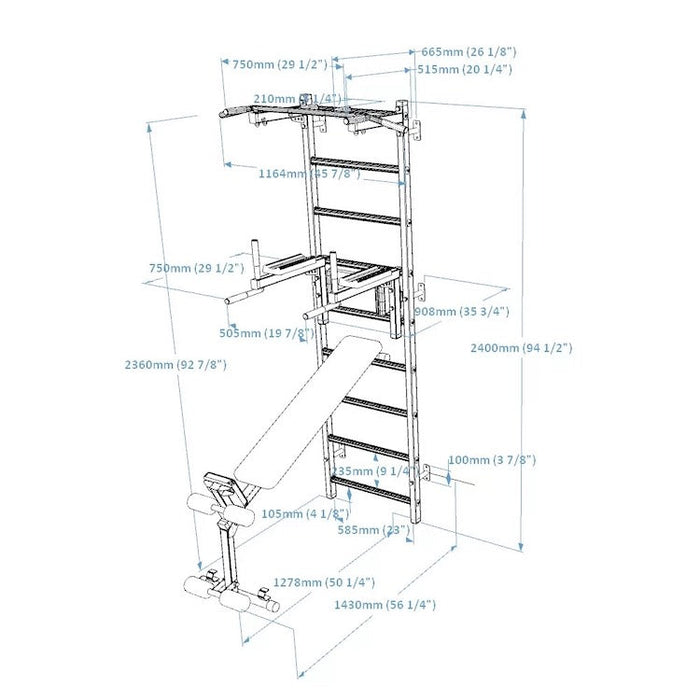 BenchK Series 7 723 Gymnastic Ladder for Home Gym or Fitness Room